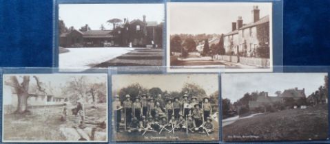 Postcards, Kent, a selection of 5 RPs of Groombridge, inc. station exterior, Groombridge Scouts (