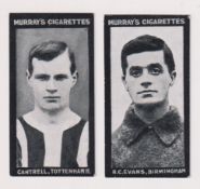 Cigarette cards, Murray's, Footballers, Series J, two type cards, R.C. Evans Birmingham & Cantrell