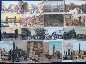 Postcards, Central London, approx. 150 cards RPs, printed and artist drawn to include parks, ariel