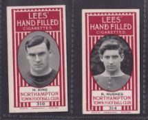 Cigarette cards, Lees, Northampton Town Football Club, 2 cards, no 310, H. King & no 314, R.