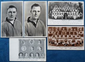 Postcards, Football, 5 cards, Aston Villa Team Group 1925/26, (RP), Arsenal Squad & Officials