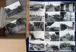 Transportation, Rail Stations, Photographs, approx. 450 mixed age postcard sized photographs of