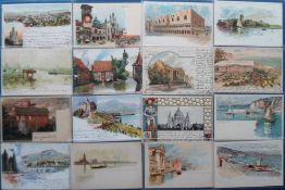 Postcards, an early selection of 29 cards from Italy, Switzerland, France, Leopoldville (Congo).