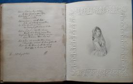 Ephemera, early Victorian scrap book with fly page stating 'To Isabella A. Marshall From Her