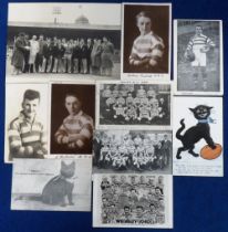 Rugby postcards & photograph, Halifax Rugby League team, a collection of nine postcards showing