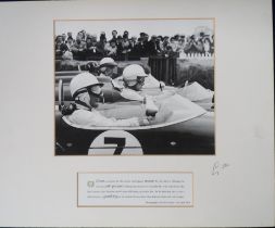Motor Racing autograph, Stirling Moss (1929-2020), a card display showing b/w image of Stirling Moss