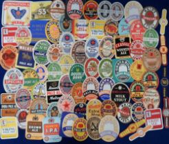 Beer labels, a mixed selection of 70 labels, plus 6 stoppers, various shapes and sizes including