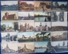 Postcards, Surrey, approx. 200 cards, RPs, printed and artist drawn to include Godalming, Farnham,