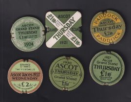 Horse Racing Badges, Royal Ascot, a collection of 6 Royal Ascot Grand Stand & Paddock badges for