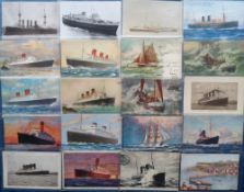 Postcards, Shipping and Naval, approx. 115 cards RPs, printed and artist drawn to include Cunard