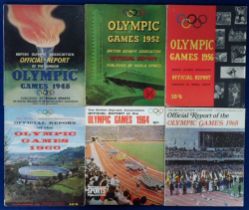 Olympics, 6 British Olympic Association Official Reports for 1948, 1952, 1956, 1960, 1964 & 1968 (