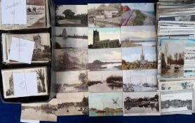 Postcards, Topographical, RPs, printed and artist drawn showing Lincolnshire, Cambridgeshire,