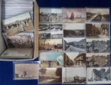 Postcards, Sussex, approx. 200 cards RPs, printed and many artist drawn to include street scenes,