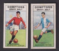 Trade cards, Compton's Gravy Salt, Series D, two type cards, Accrington Stanley (gd) & Blackburn