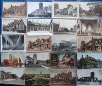 Postcards, Warwickshire, approx. 120 cards RPs, printed and artist drawn to include street scenes,