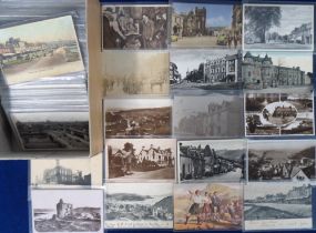Postcards, Scotland approx. 280 cards RPs, printed and artist drawn to include public buildings,