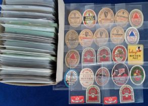 Beer labels, a shoe box containing 550+ beer labels in plastic sleeves, the majority 'with