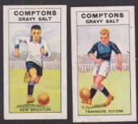 Trade cards, Compton's Gravy Salt, Series C, two type cards, New Brighton (crease) & Tranmere Rovers