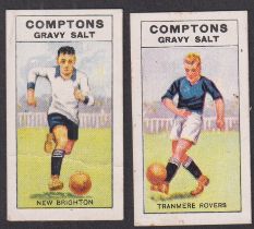 Trade cards, Compton's Gravy Salt, Series C, two type cards, New Brighton (crease) & Tranmere Rovers