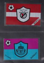 Trade issues, Anon, Famous Football Flags, approx. 80mm x 125mm, 13 different, Benfica, Burnley,