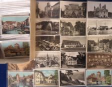 Postcards, Germany, approx. 200 cards RPs, printed and a few artist drawn to include street
