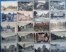 Postcards, Berkshire and Oxfordshire, approx. 145 cards RPs, printed and artist drawn showing street
