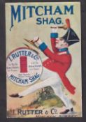 Tobacco postcard, I. Rutter & Co, artist drawn advertising card for 'Mitcham Shag', postally used