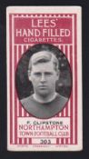 Cigarette card, Lees, Northampton Town Football Club, type card, no 303, F. Clipstone (gd) (1)