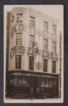 Tobacco postcard, Charlesworth & Austin, photographic card showing external view of the Old Chums
