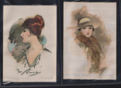 Tobacco silks, Phillips, Beauties - Modern Paintings, 'P' size (15/32, nos 2, 3, 4, 9, 10, 13, 14,