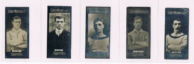 Cigarette cards, Cohen, Weenen, Actresses, Footballers & Jockeys, 5 football cards, Garraty, Aston