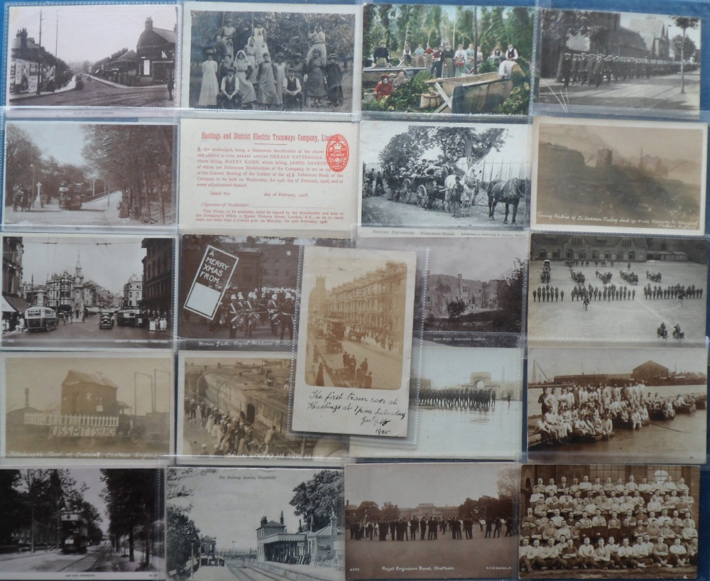 Postcards, Kent, 70+ cards showing hop pickers, street scenes, flood, 'Entertaining The Wounded at - Image 2 of 2