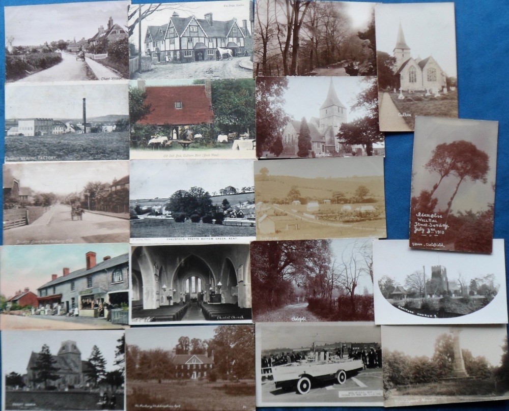 Postcards, Kent, a good selection of 39 cards, with 29 RPs of street scenes, villages, and scenic - Image 2 of 2