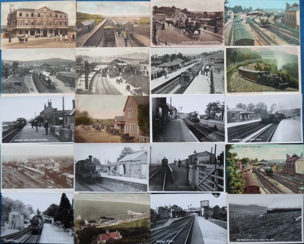 Postcards, a good mixed age collection of approx. 54 cards of Devon and Cornwall Railway Stations. - Image 2 of 2