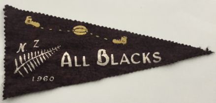 Rugby memorabilia, South Africa v New Zealand 1960, felt pennant commemorating the visit of the