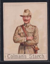 Trade card, Colman's Starch, large paper advertising card Colonel R.S.S. Baden-Powell, 137mm x 115mm