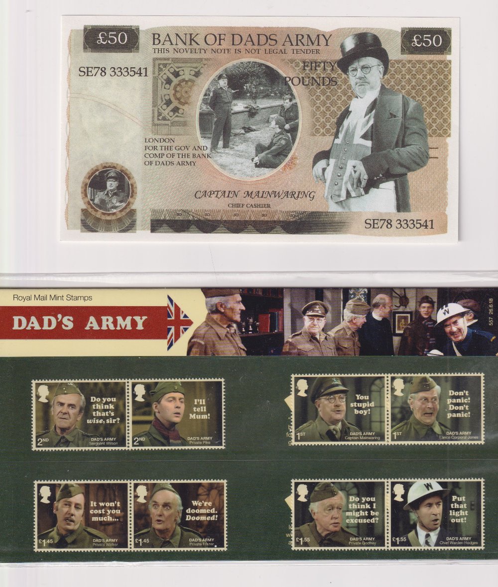 Stamps, QEII 2018 Days Army presentation pack together with £5, £10, £20 and £50 notes featuring - Image 2 of 2
