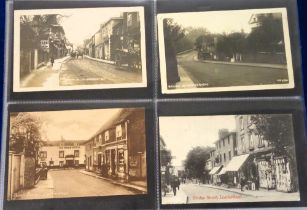 Postcards, Leatherhead, a good collection of 350+ cards to include many RPs. Street scenes, Old Mill