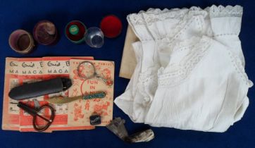 Collectables, a selection of items to include a horn fleam (blood letting tool), ladies lace