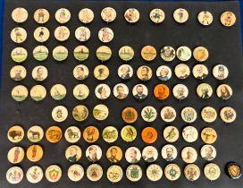 Celluloid buttons, USA, a collection of 88 buttons, mostly ATC, issues from various series inc.