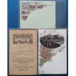 Postcards, a selection of 3 early UK postcards, inc. court size card of Dover posted on 5 May