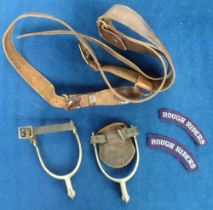 Militaria, Rough Riders (City of London Yeomanry), a leather Sam Brown style belt and a pair of