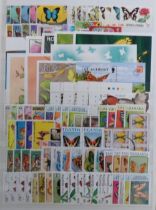 Stamps, Extensive all world thematic butterfly collection, mint and used to include minature sheets,