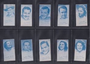 Trade cards, Canada, Canadian Rhodes Mfg Co (weight cards), Movie Stars blue fronts, (set 45 cards),
