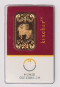 Gold, Munze Osterreich 10g 999.9 gold bar in original blister pack no. 184595, complete with