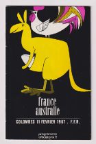 Rugby programme, France v Australia 11 February, 1967 official match programme for match played at