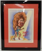 Entertainment, Original Artwork, Geoffrey Tristram, a signed, colourful framed caricature of Tina