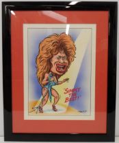 Entertainment, Original Artwork, Geoffrey Tristram, a signed, colourful framed caricature of Tina