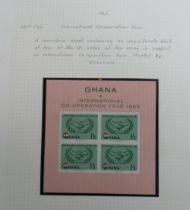 Stamps, Ghana, Iraq and Malay states mint and used collection housed in analbumand on album pages.