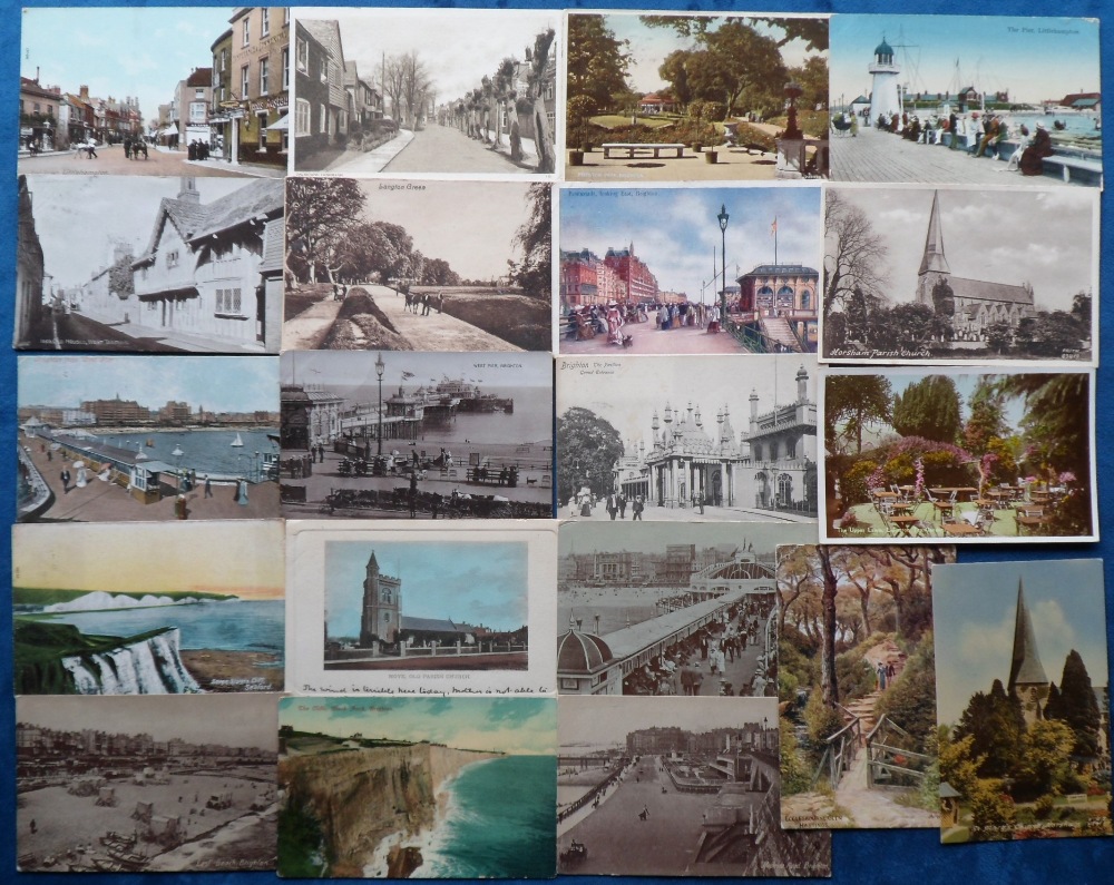 Postcards, Sussex, approx. 200 cards, mostly printed and artist drawn to include Littlehampton,